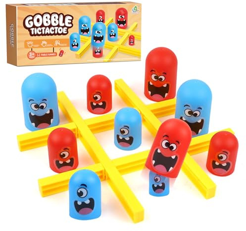 ZHITENG Tic Tac Toe Spiel, 2 Spieler Mini Tic Tac Toe Big Eat Small Bunt Klassisches Brettspiele Interaktives Tischspiele Familien Lernspielzeug, Geburtstage Geschenk für Kinder ab 4 Jahren