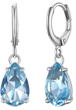 Bestyle Ohrringe Silber 925 Hängend, Sterlingsilber Ohrringe Damen 925 mit Birnenförmig Geburtsstein, Zirkonia Hängeohrringe Geschenk für Damen Frauen Freundin Mama