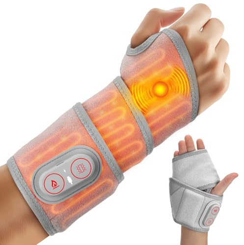 Cordless Wrist Heating Pad, Heated Wrist Brace with Vibration, Heating Pad for Elbow Wrist Ankle with 3 Heats and Vibrations Modes