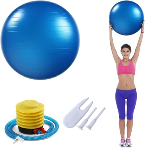 Gymnastikball 55cm, Gymnastikbälle, Fitness Ball mit Aufblasbarer Fußpumpe, Gymnastikball, Fitnessball, Trainingsball Fitnessball, Pilates Ball, für Fitness, Yoga, Gymnastik Core Training