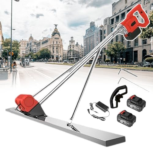 smafoseedding Chape Électrique sans Fil, Règle De Nivellement De Ciment Électrique sans Fil, avec Moteur De Vibration À Haute Fréquence, Poignée en Caoutchouc, Facile À Nettoyer. 1m