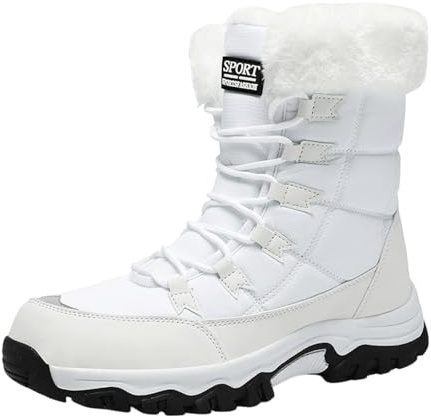 Generisch Bottes d'hiver isolées doublées pour l'extérieur par temps froid Semelle de traction thermique antidérapante confortable rembourrée au chaud Bottines pour conditions de neige, Blanc., 40 EU