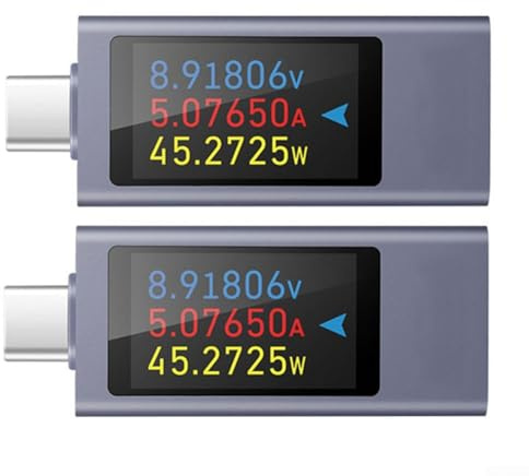 USB C Tester Messgerät, Spannungsstrommesser mit 2,7 cm TFT-Display für PD QC Schnellladeerkennung, kompatibel mit Ladegeräten Powerbanks - KWS-2303C