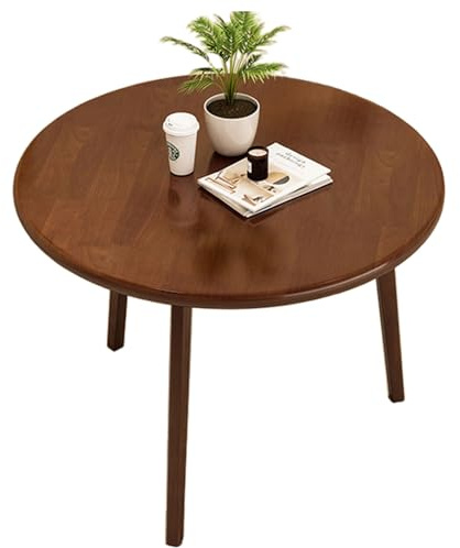 Tavolo da pranzo rotondo – Tavolo da cucina rustico in legno di gomma con piano effetto legno – Tavolo da pranzo 2-3 posti per casa sala da pranzo finitura noce 60 cm