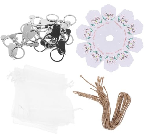 HEALSOPTHY Llaveros con Forma de Huella de Ñiño y Abrebotellas 10 Piezas con Etiquetas de Agradecimiento y Bolsas de Almacenamiento Portátiles Recuerdos para Shower y Bautizo Regalos para
