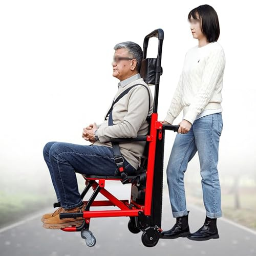 Silla salvaescaleras para personas mayores,silla de ruedas sube escaleras con orugas,silla de ruedas manual para personas mayores,batería de litio de 13A rojo