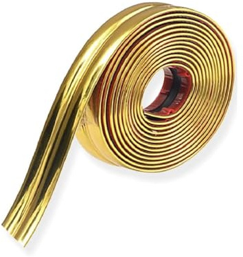 Moulure Murale, Profil en PVC pour Finition Murale et Coin, Cornière Souple Adhésive,Baguette d'angle Autocollante,pour Plans de Travail,Carrelage,Protection Angle Mur,Meubles (Or,4cm×10m)