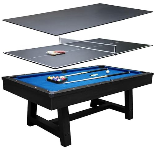 7ft Pool Table With Dining Table Top & Table Tennis Table Family Leisure American Style Games Table With All Accessories In a Choice of Different Cloth Colours