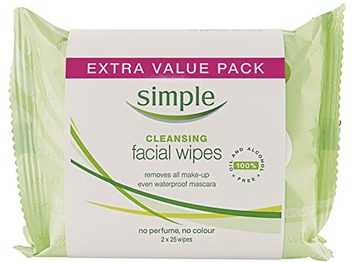 Simple Kind to Skin Cleansing Remove Waterproof Make-up Facial Wipes for Sensitive Skin 25 pc