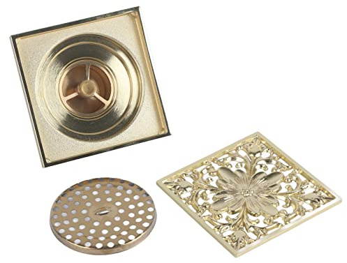 Messing Antik Quadratisch Bodenablauf Dusche Ground Abtropfgestell mit Sieb Filter Drainage Reinigen für Badezimmer Waschraum