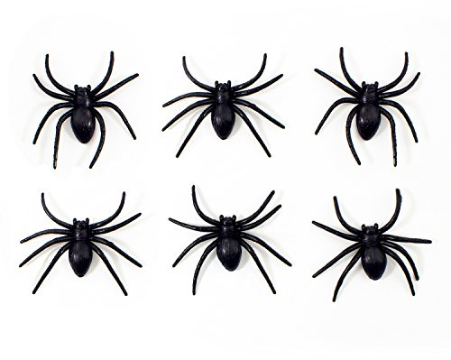 Oblique Unique® 6X Spinnen Groß Schwarz Halloween Fasching Karneval Tisch Deko Scherz Artikel zum Gruseln und Erschrecken