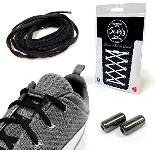 Senkly Elastische Schnürsenkel mit Metallkapsel für Sneaker