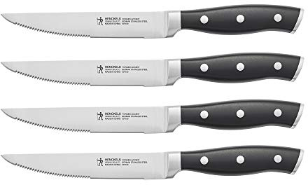 HENCKELS Forged Accent Razor-Sharp Steak Knife Set of 4, Black, German Engineered Knife Informed by over 100 Years of Mastery