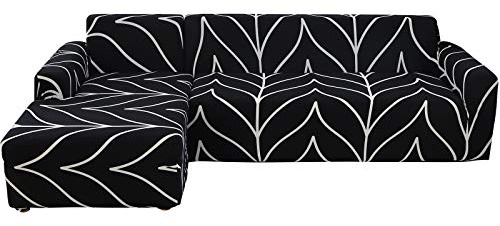 Mingfuxin Sofa-Schonbezüge, Elastische Stretch-Sofabezüge Überwürfe, Abschnitts-Sofabezüge Ecksofa Schonbezug Möbelschutz with 2 Stücke Kissenbezug für 3 Sitzer + 3 Sitzer L-förmige Sofa