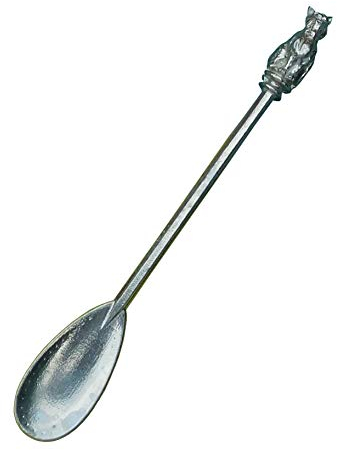 Cuillère à Confiture en Étain Massif avec Design Alice au Pays des Merveilles et Chat du Cheshire, Fabriquée à la Main, 14cm de Long