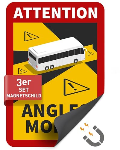 Betriebsausstattung24 Angles Morts Magnet Wohnmobil 3er Set - toter Winkel | 17,0 cm x 25,0 cm - Frankreich attention - Bus - Schild - Magnetschild