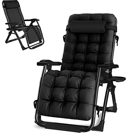 Ontihang Liegestühle für den Garten Faltbarer Nullschwererstuhl stabil erweiterter Stahlrahmen ergonomischer Terrasse Recliner-Falten-Rüttelstuhl Lasthalter 200kg