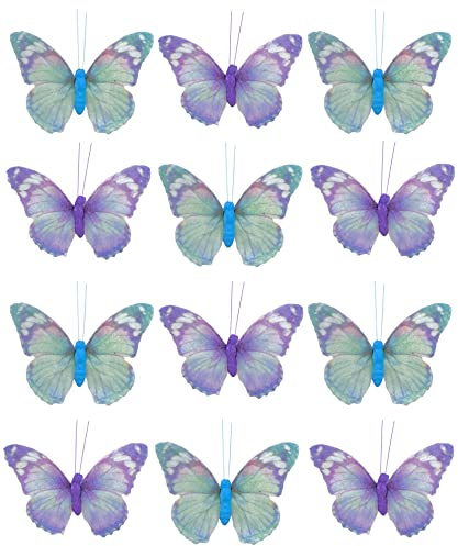 Farfalle decorative con filo metallico da infilare e legare, per decorazione da tavolo colorata (9 x 7 cm, viola)
