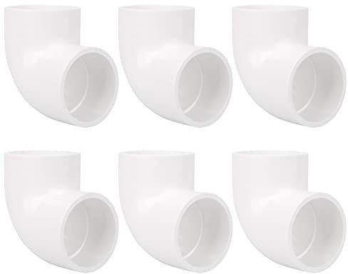 6Pack 1-1/2 90 Degree Elbow PVC Pipe Fittings 2 Way Right Angle PVC Pipe Fitting, Furniture Build Grade SCH40 (Socket x Socket) 1.50 PVC Fitting Connectors for DIY PVC Shelf Garden Support Structure