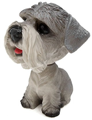 Ruilogod Gray White Pugs Shaped Shaking Head Nodding Dog Decoration for Car Home Office (id: 7c8 e99 064 8c4 314