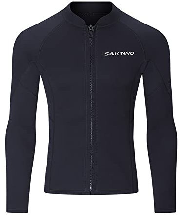 Wetsuit Top Men 's 2mm Neoprene Wet Jacket with Long Sleeve Front Zipper for Swimming, Snorkeling, Snorkeling and Surfing,Men,M