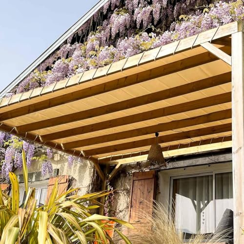 TECPLAST Toile Pergola Blanc Crème 2x3 m LP640PR - Garantie 8 Ans - Bâche Pergola ou Tonnelle étanche en PVC pour terrasse