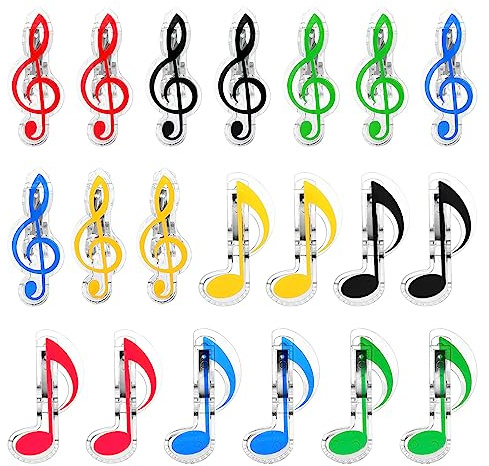PATIKIL 20Stk Musiknoten Klammern Musik Büroklammer Halter Plastik Musikbuch Klammer Lesezeichen Schreibwaren Klammern für Papier Buch Musik Einladungskarte Notebook