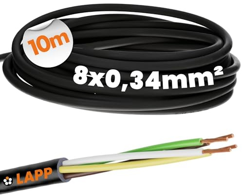Lapp 10m LiYY PVC-Steuerleitung 8x0,34 mm² - 8-Adriges LED-Kabel, Schwarz | Datenleitung für Signalübertragung & MSR-Technik - Flexibel & Lötbar - Ideal für Modellbau & Elektronik-Anschluss