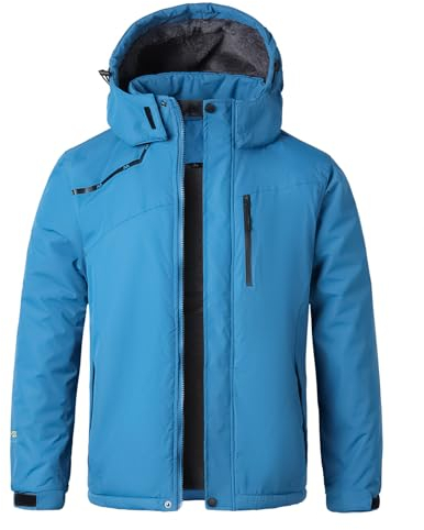 MayLayM Herren Winter Wasserdichte Verdickt Warm Winddichte Winterjacke Warme Fleece-Futter Ski Regenmantel mit Kapuze Wanderjacke Softshell Jacke Outdoor Funktionsjacke