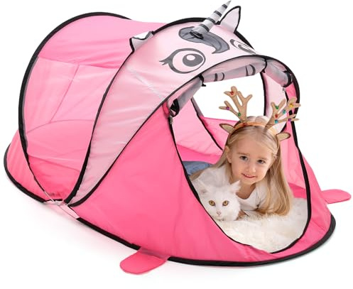 BTGGG Pop Up Zelte für Kinder Einhorn Spielen Zelt Indoor Outdoor-Spaß, zusammenklappbar Portable Mädchen Instant-Zelt Theater mit Tragetasche, Kinder 182 x 96 x 82 cm