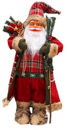 Perfeclan Weihnachtsmann-Dekorationen, Weihnachtsornament, Klassische Weihnachtsmann-Figur, stehende Weihnachtspuppe für Häuser, Gärten, Fenster, 60cm