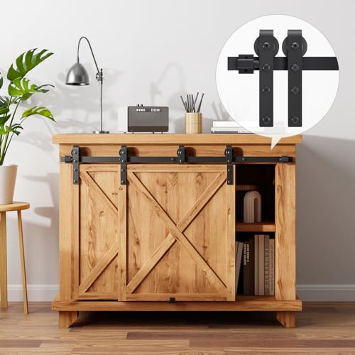 AONAYIOA 4.5FT/137CM Kabinett Mini Schiebetür Hardware-Kit, schiebetürbeschlag,schiebetür komplettset,Schiebegeräuschlos,für Eintürige TV-Ständer, Kleiner Kleiderschrank (Keine Schranktür)
