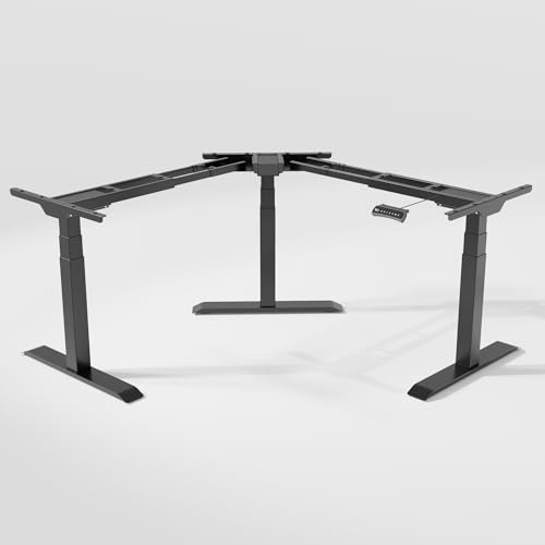 Office Jack® Eckschreibtisch Elektrisch Höhenverstellbar Gestell Memory-Funktion & Anti-Kollision L-Form (Weiß, Ohne Verlängerungs-Set)