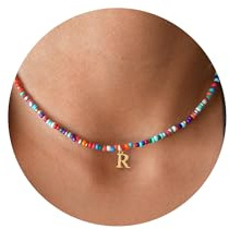 TINGN Bunte Perlenkette für Frauen Mädchen - Handgefertigt Boho Perlen Buchstaben Kette Personalisierte Geschenk für Geburtstag, Geschenke für Frauen Muttertag, Teenager Mädchen Geschenke Schmuck