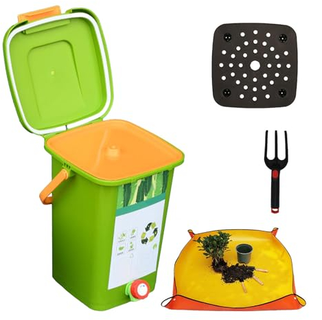 avec Robinet pour Collecter Le Liquide De Compost Poubelle Compost 8L/10L/15L/20L économisez De l'espace Et Facile à Transporter Composteur De Balcon,Style2(10L)-1Set