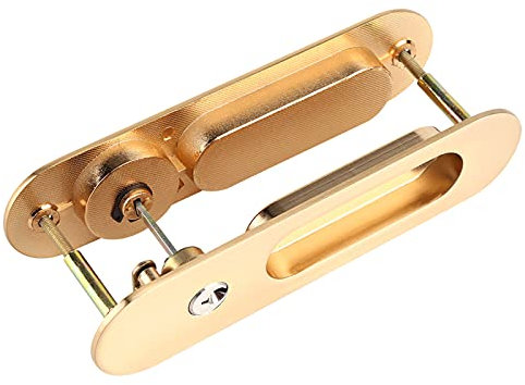 Itonash Sliding Door Lock Mortise Lock Handle with Keys, Sliding Door Mortice Lock, Pocket Door Lock Invisible Recessed Door Handle for Barn Wood Furniture Hardware. (Gold)