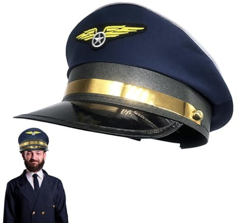 Generisch Pilotenmütze,Pilotenmütze Erwachsene, Flugzeug Kostüm Hut Matrosen Hut Mütze, Matrosenmütze, Mütze für Erwachsene, Marinepilot, Flugkapitän, für Kapitän, Halloween-, Cosplay-Zubehör