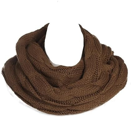 LiuliuBull Damen Winterschal mit Zopfmuster, einfarbig, Strickschal aus Wolle, Loopschal, Infinity-Schal, Halswärmer, Wasserfallkragen, Kreisschal(Auburn)