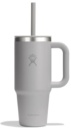 HYDRO FLASK - Travel Tumbler 709ml 24 oz med stängbar press-in-sugrörslock - Rostfritt stål - Dubbla väggar vakuumisolering - Stänksäker lock - Birch