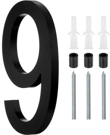 sourcing map 8 Inch Modern House Number, Acrylic Floating House Number for Outside Address Sign for House with Nail Kit for Mailbox Yard Home Front Door (Number 9, Matte Black)