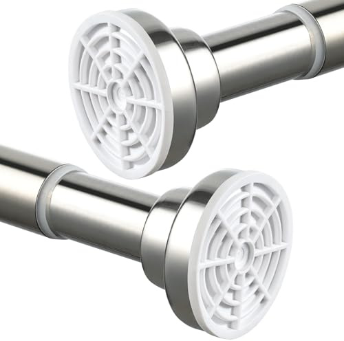 Shower Curtain Rod, Stainless Steel Extendable Shower Curtain Pole Tension Rods for Curtain No Drilling Shower Curtain Rail Net Curtain Poles for Bathroom Window Kitchen Wardrobe 125-240cm