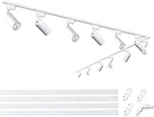 Kit de iluminación de riel y cabezal de riel, 20W 4000K Blanco Natural LED Plug-In Compatible con sistemas de iluminación de riel H con rieles de 4x1m
