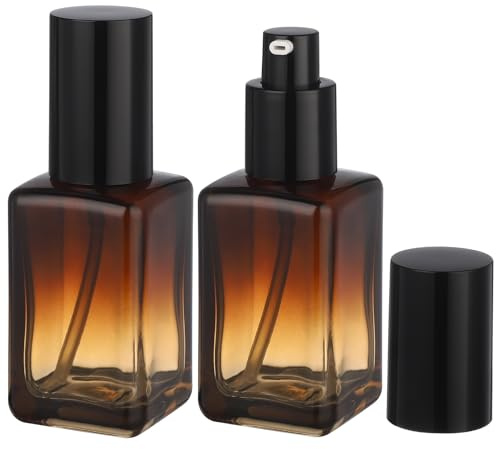 Segbeauty Botes Pequeños de Vidrio, 2 Piezas 50ml Frascos Viaje Ámbar, para Crema, Maquillaje, Champú, Gadgets Viaje