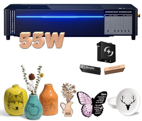 ATOMSTACK K60 Hurricane 55W Desktop CO2 Laser Cutter 600mm/s 3D Laser Graviermaschine 500×300mm Schneiden für klares, transparentes Acryl