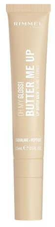Rimmel London Oh My Gloss Butter Me Up Lip Butter Balm 001 Vanilla Frost, Balsamo labbra idratante, Balsamo labbra colorato, Cura delle labbra, Idratazione, Nutriente, Squalano, 15 ml
