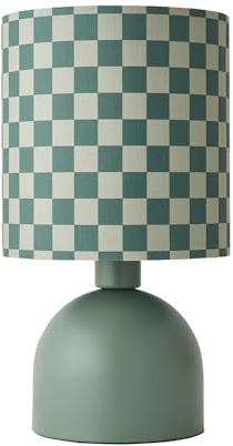 ValueLights | Miley Green Checkerboard Drum Lamp Shade Moss Green Table Lamp with LED Bulb | Table Lamps, Home Décor & Improvement Essential | Included LED Bulb