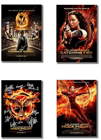 The Hunger Games Lot de 4 affiches de collection de films signés au format A4