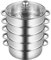 5-Layer Steam Cooker Commercial Stainless Steel Steamer Domestic Steam Pot 10.2 Inch Steamer for Cooking Food Steamer w/Glass Lid Steamer Pot Suitable for Tamale Vegetable Food Dumpling and Seafood