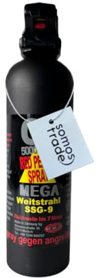 OC 5000 Pfefferspray Mega – 400 ml – Weitstrahl – SSG-9 – Extra stark – Reichweite bis 7 m – zur Tierabwehr – Made in Germany - SomosTrade