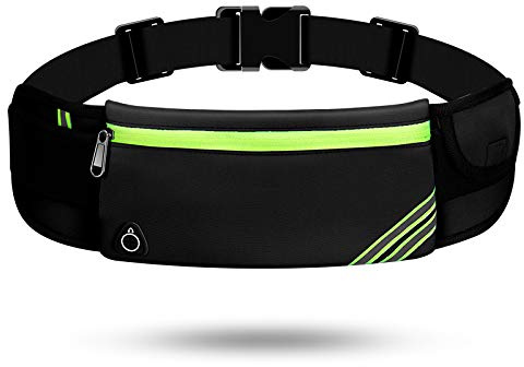 Lauftasche Jogging Wasserdicht, Laufgürtel für Handy, Läufer-Hüfttasche für Damen und Herren, Großer Kapazität Sportgürtel Verstellbarem Running Belt zum Radfahren (Schwarz)